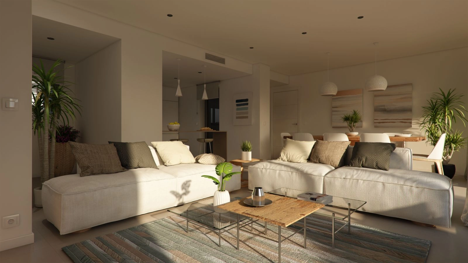 Contemporary interiors create a welcoming atmosphere for relaxation and entertaining guests.