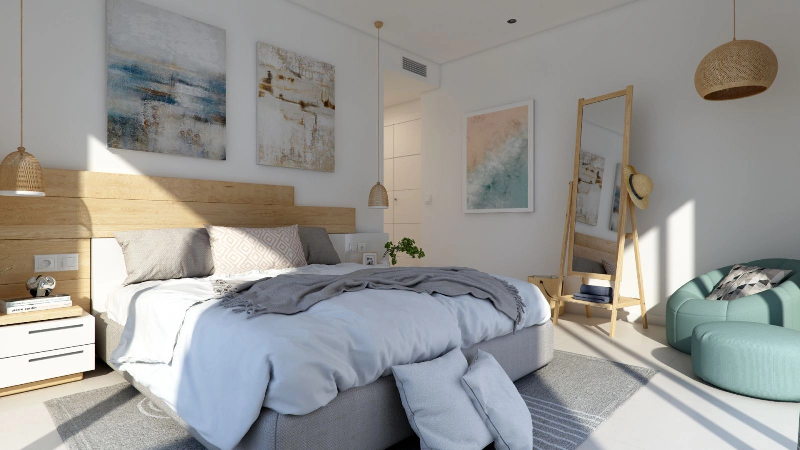A tranquil master bedroom provides a personal sanctuary for rest and relaxation.