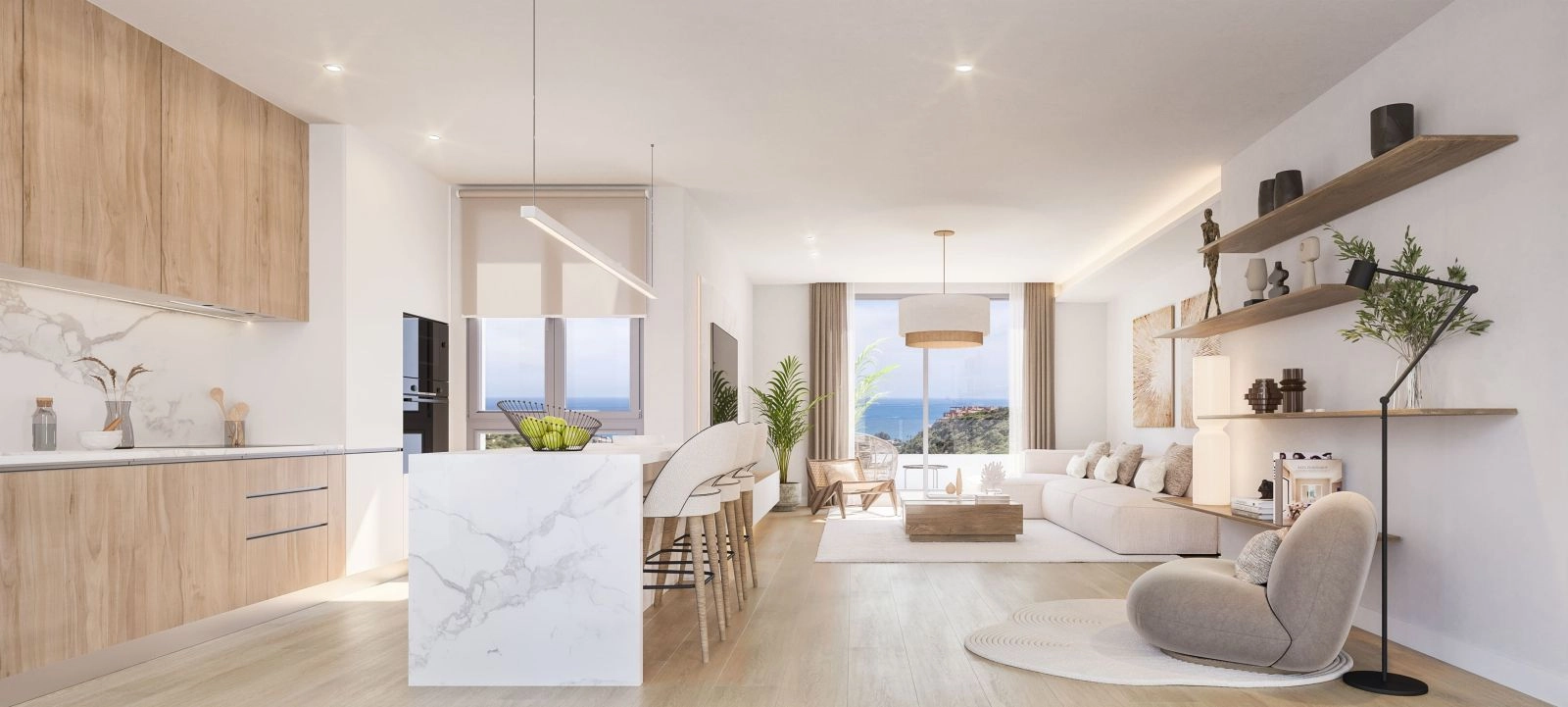 Bright and airy living spaces seamlessly connect to the outdoors, bringing in natural light and sea breezes.