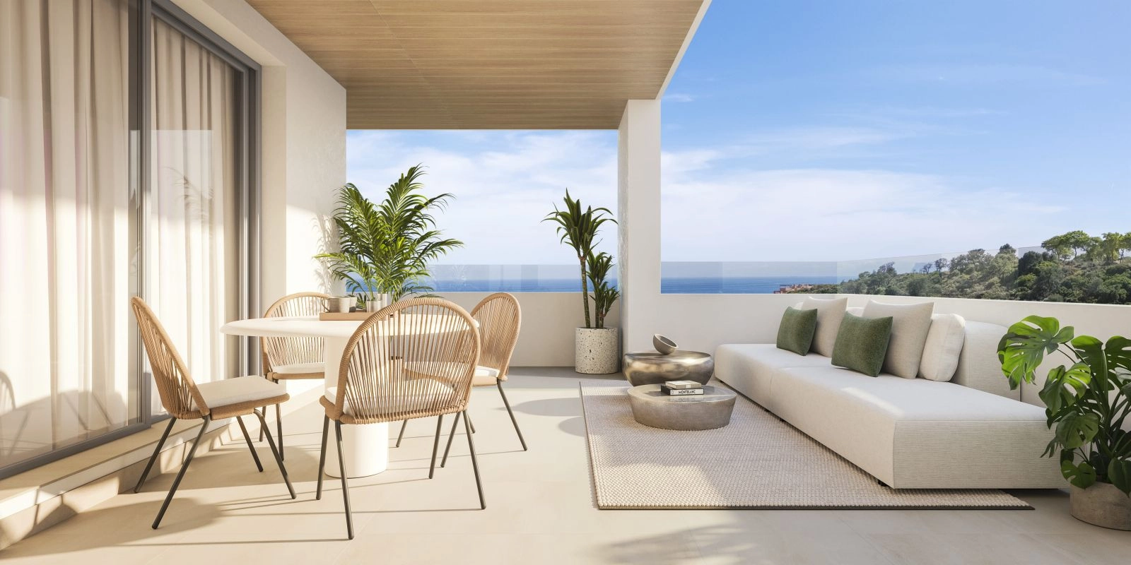Relax and unwind on your covered terrace, offering a peaceful retreat with stunning Mediterranean views.