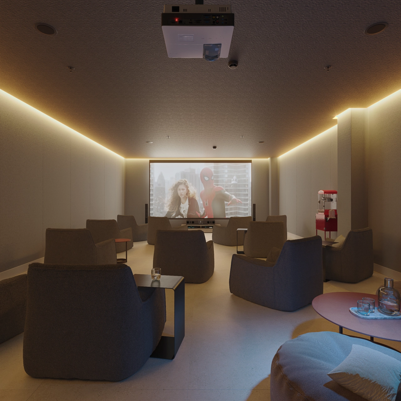Enjoy a movie night with family and friends in the private on-site cinema room.