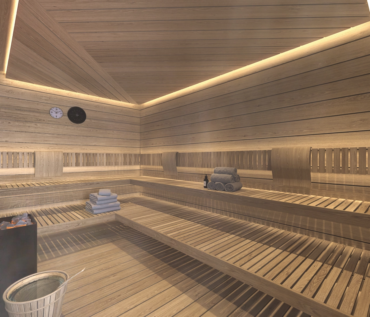 Unwind and rejuvenate in the residents' spa, complete with a beautifully designed sauna and Turkish bath.