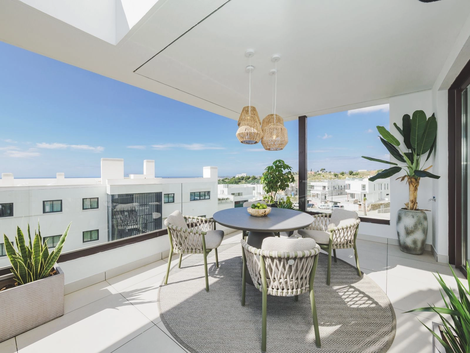 Dine with friends and family on your spacious terrace, enjoying panoramic views of the Mediterranean Sea.