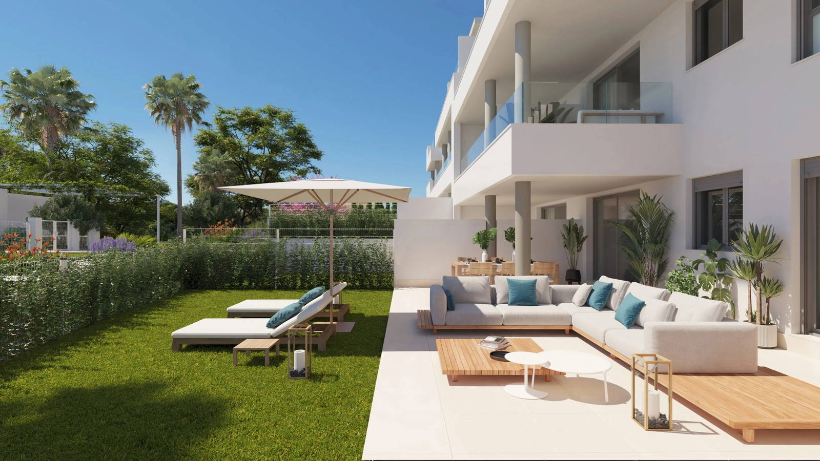 A generous ground-floor terrace and garden, extending your living space outdoors.