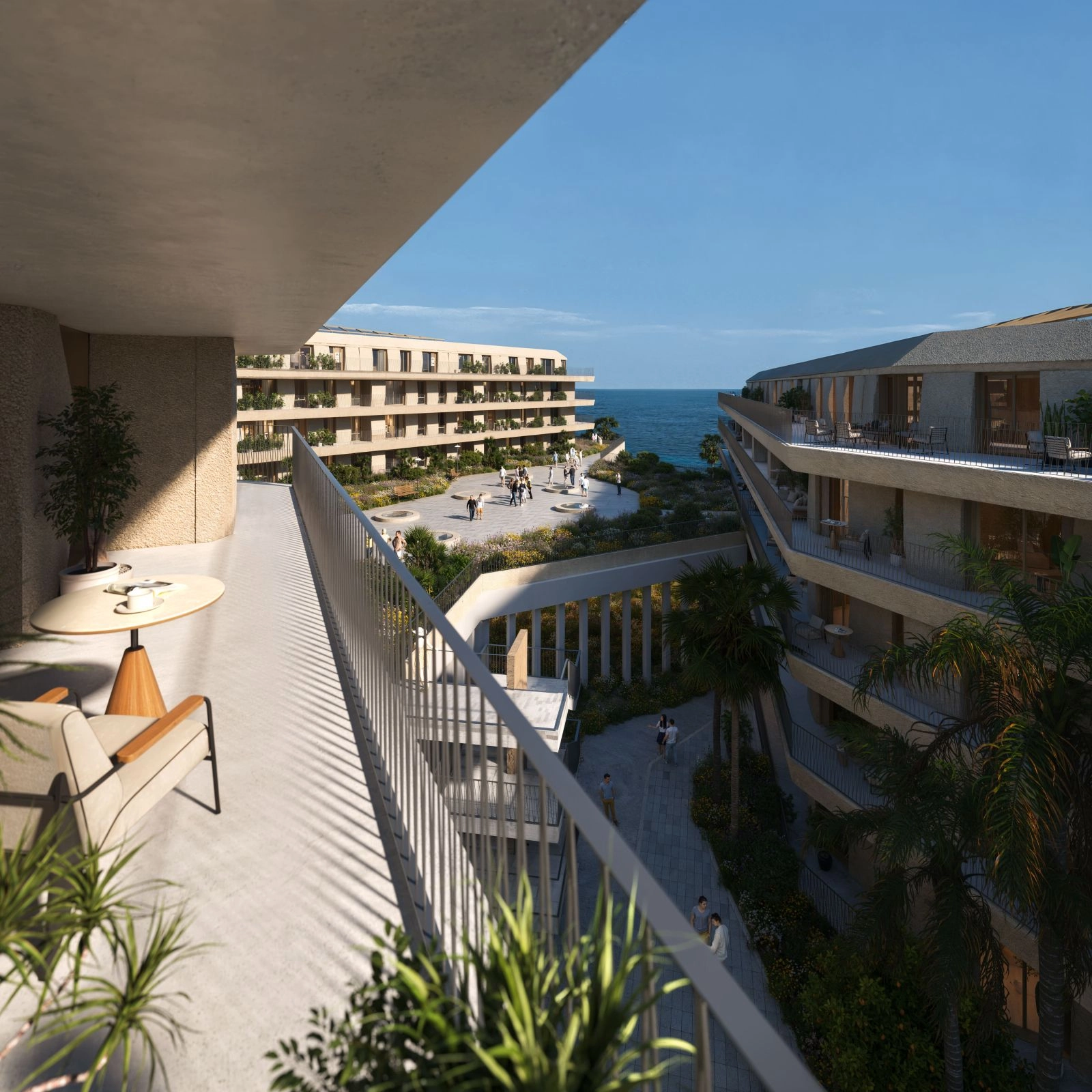 Spacious terraces offer stunning, uninterrupted views of the Mediterranean Sea.