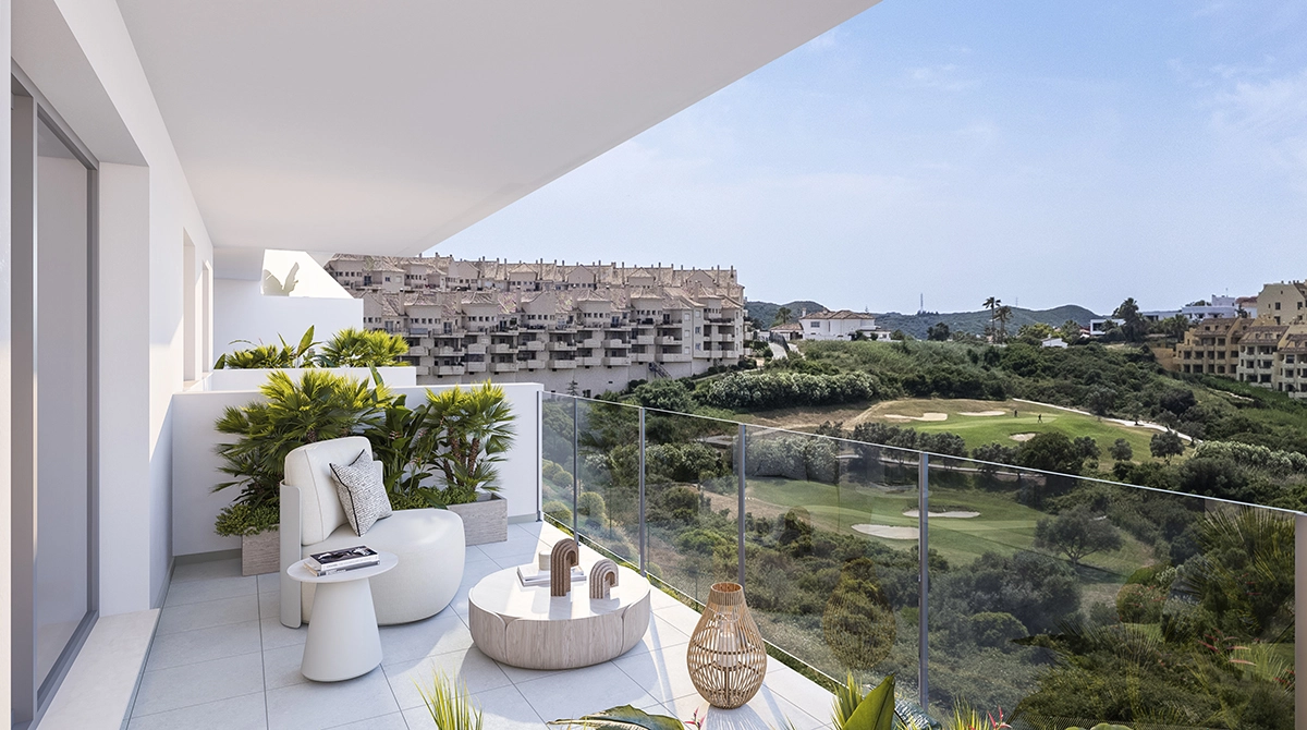 Relax on your private terrace and enjoy the serene views of the surrounding golf course and rolling hills.