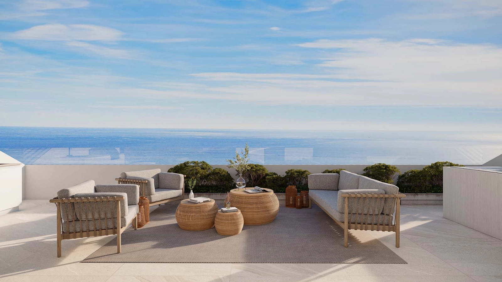 Spacious terraces offer a private sanctuary to admire the Mediterranean Sea.