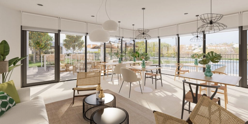 The social-gourmet lounge is an elegant and comfortable space for residents to meet, work, or celebrate with friends and family.