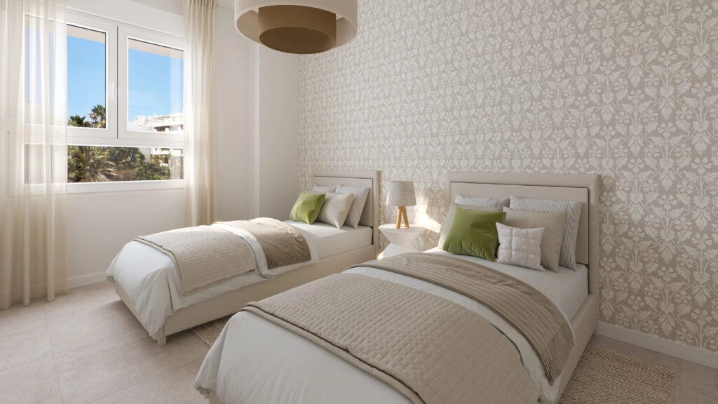 A comfortable and inviting guest bedroom, thoughtfully designed for rest and relaxation.
