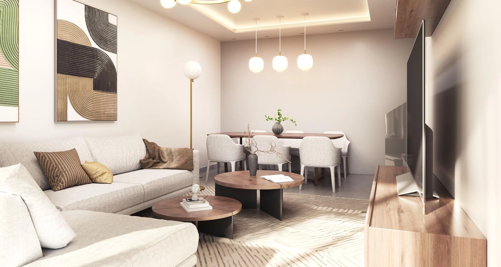 The living area is designed for comfort, filled with natural light and modern elegance.