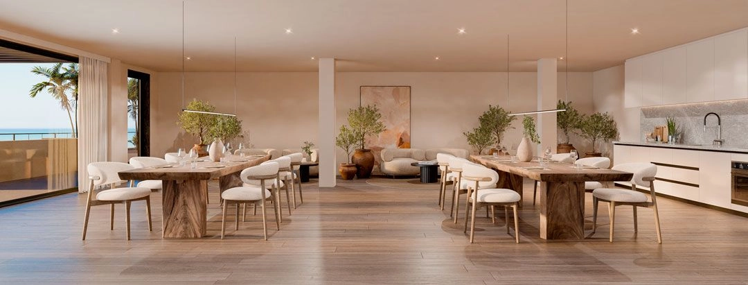 The residents' social club provides a stylish and comfortable space for gatherings and events.