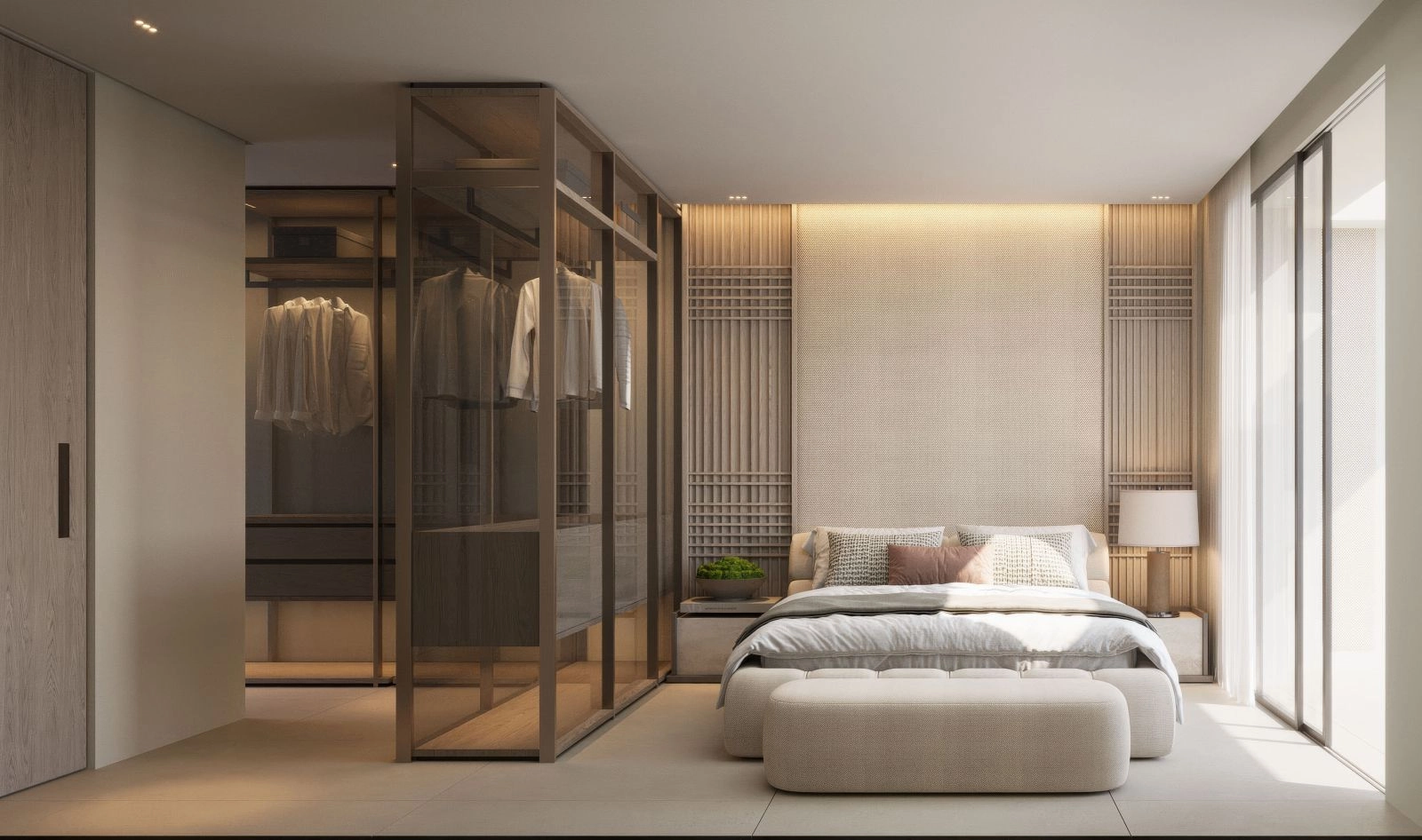 The main bedroom is a peaceful retreat with generous space and refined finishes.