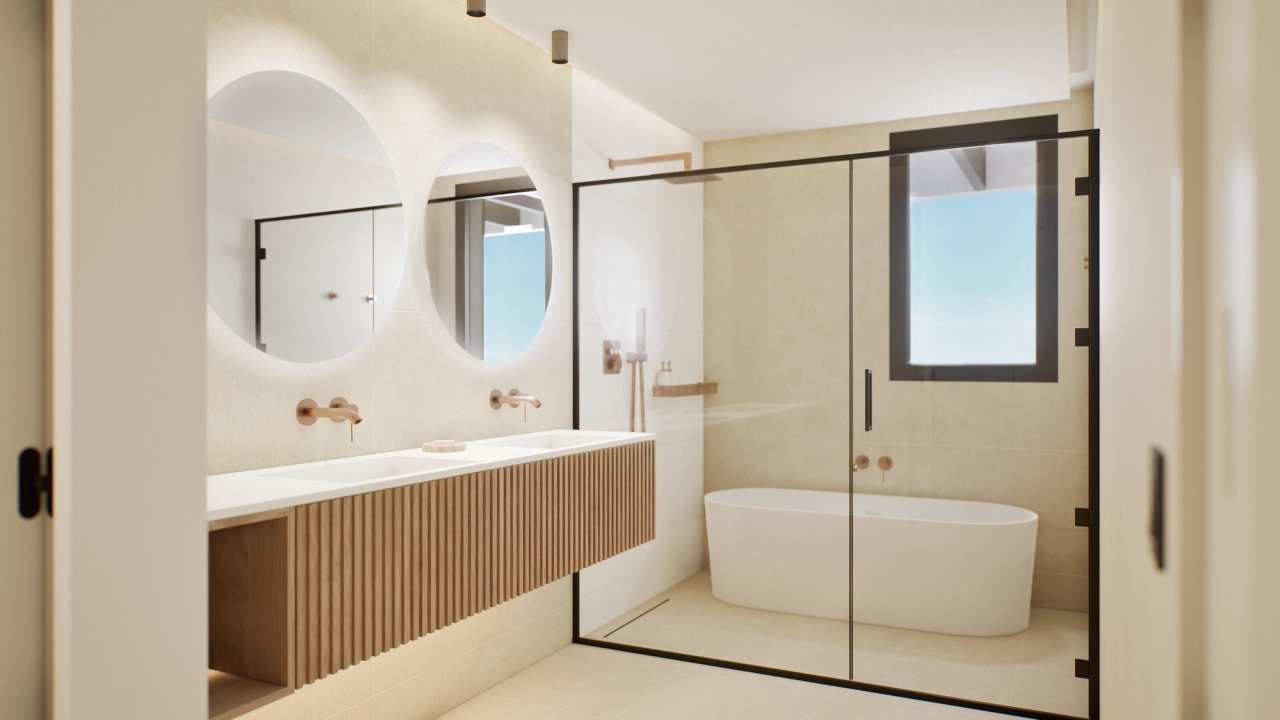 Elegant bathrooms featuring premium materials and sophisticated design details.