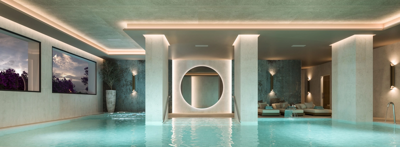 The exclusive residents' spa offers a serene environment for complete relaxation and wellbeing.