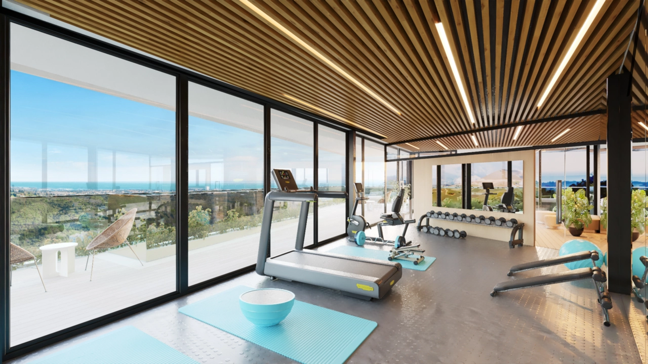 The fully equipped, modern gymnasium provides stunning views to enjoy during your workout.