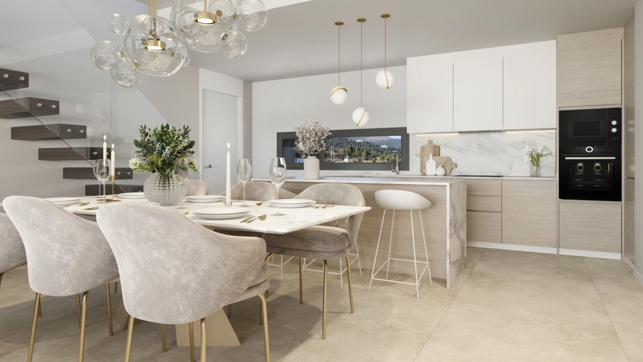 Modern kitchens are fully equipped with high-quality designer appliances and finishes.