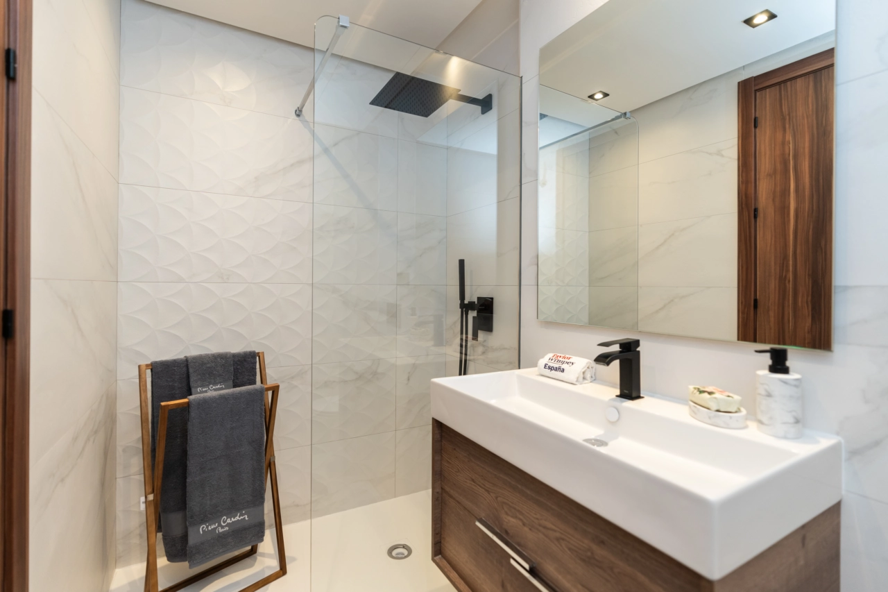 Sophisticated design extends to every bathroom, ensuring a consistent standard of quality and style.
