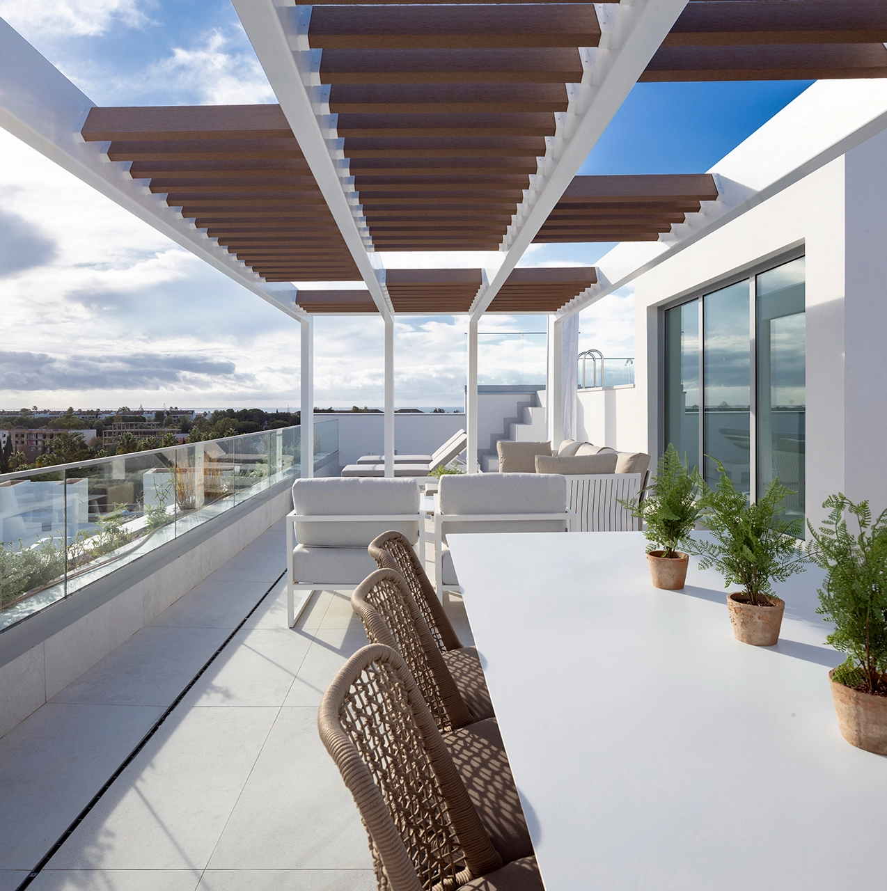 Each home features a large private terrace, creating the perfect setting for dining and relaxing.