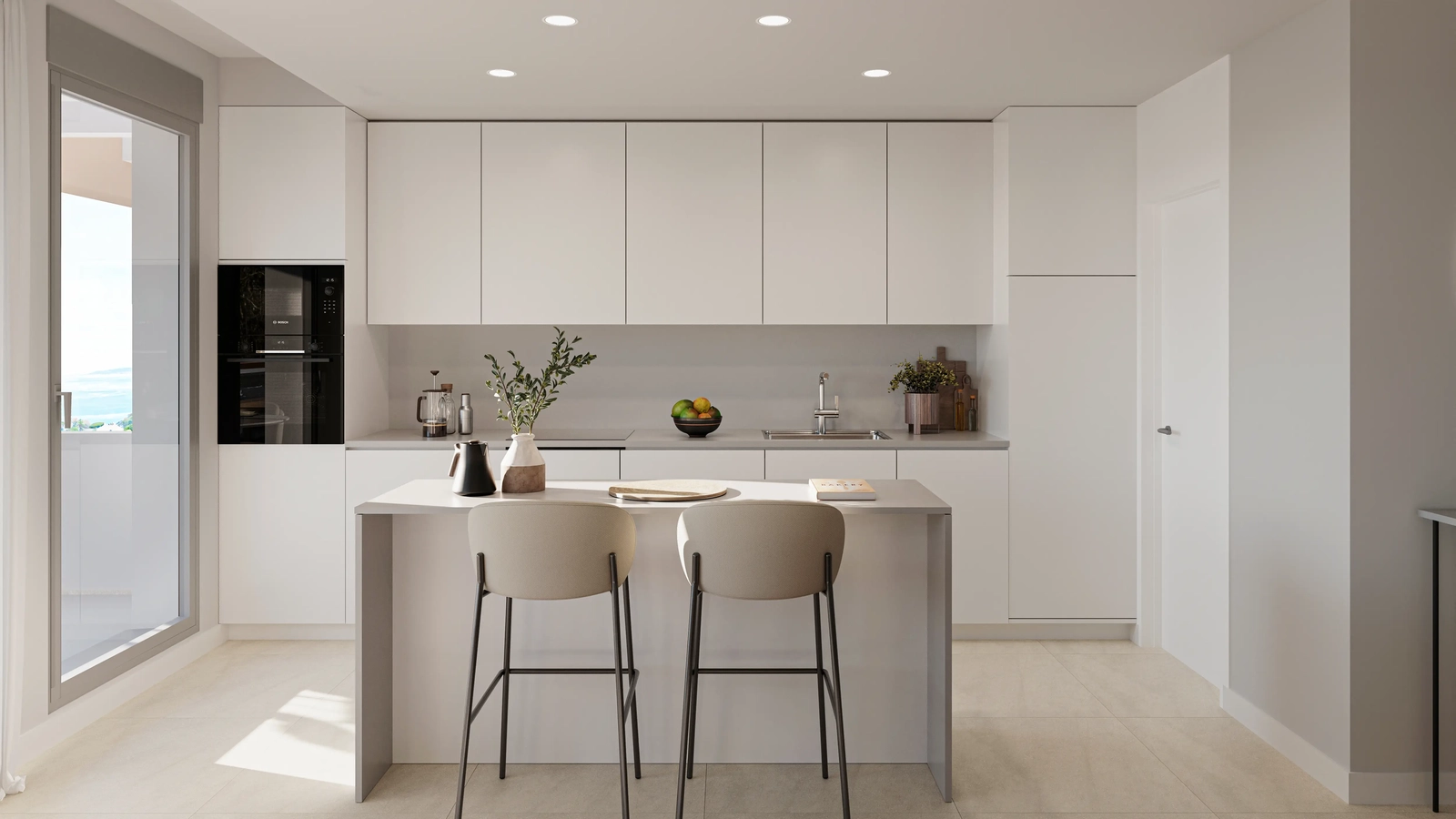 Modern kitchen with high-quality appliances and a practical island for casual meals.