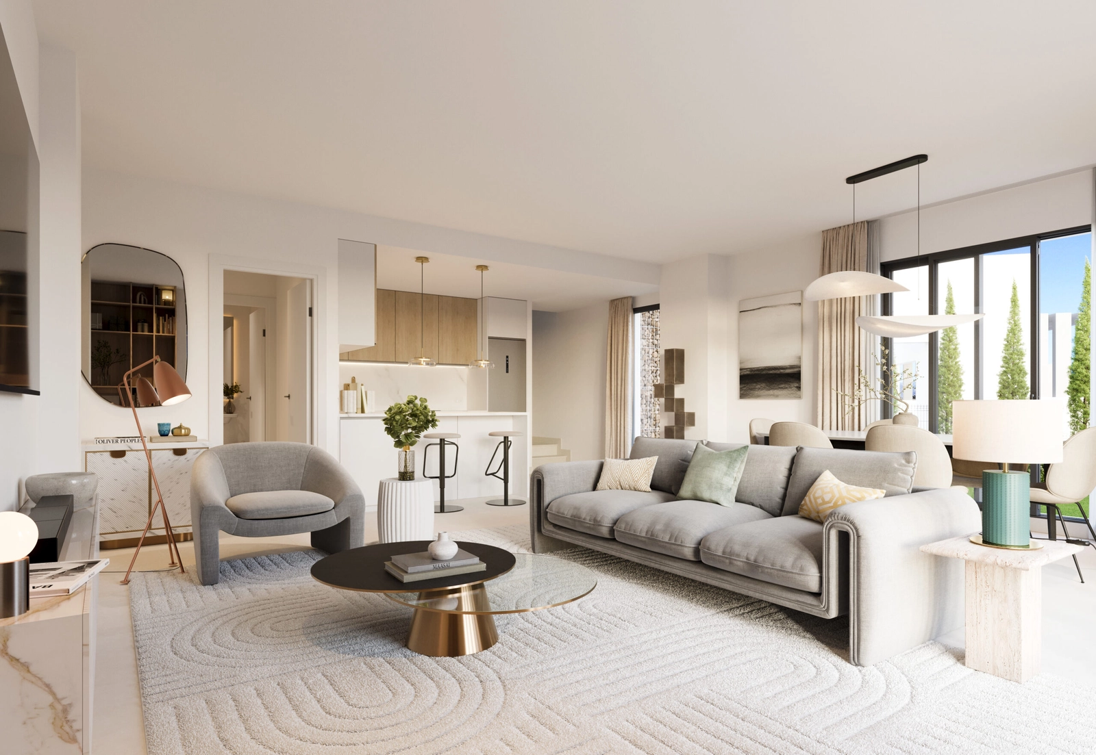 Bright and spacious living areas with an open-plan design, creating a sense of flow and comfort.