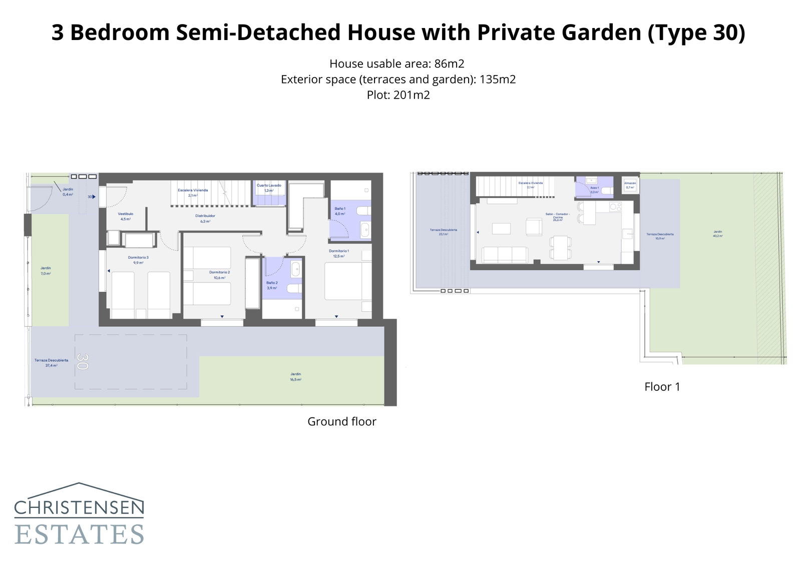 A thoughtfully designed three-bedroom layout that maximizes space and light, with a large private garden perfect for families and outdoor entertaining.