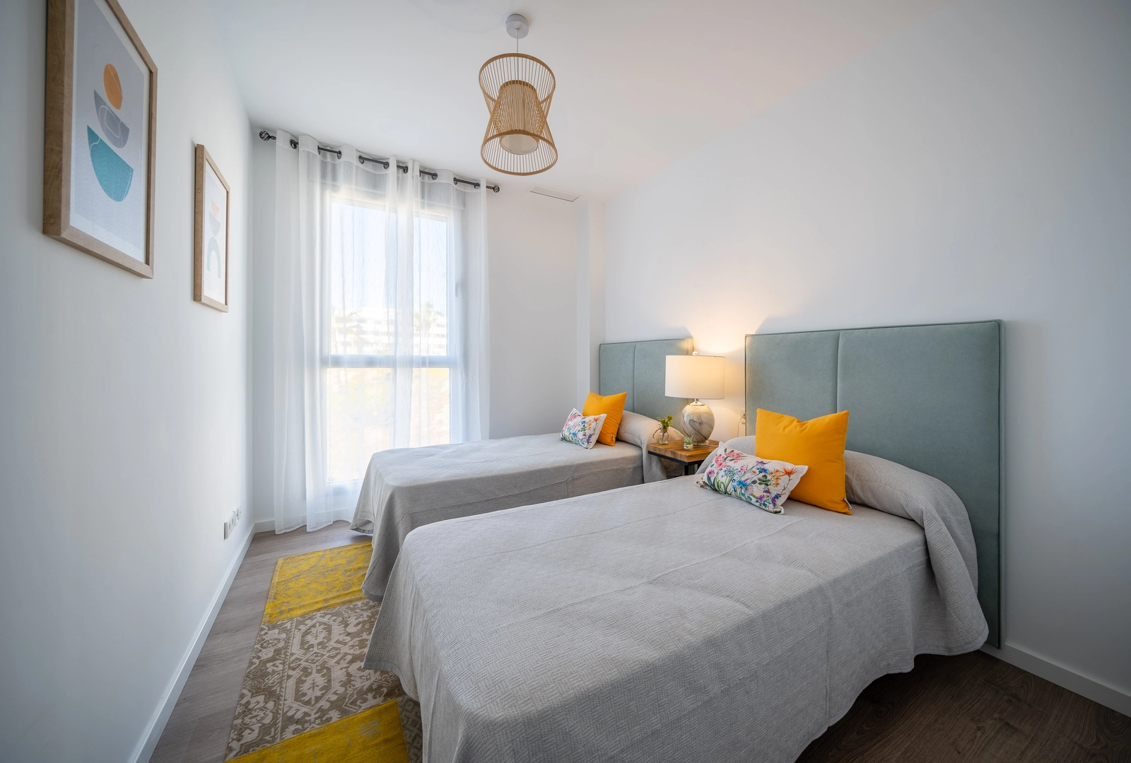 A bright and comfortable guest bedroom, perfect for family or friends.