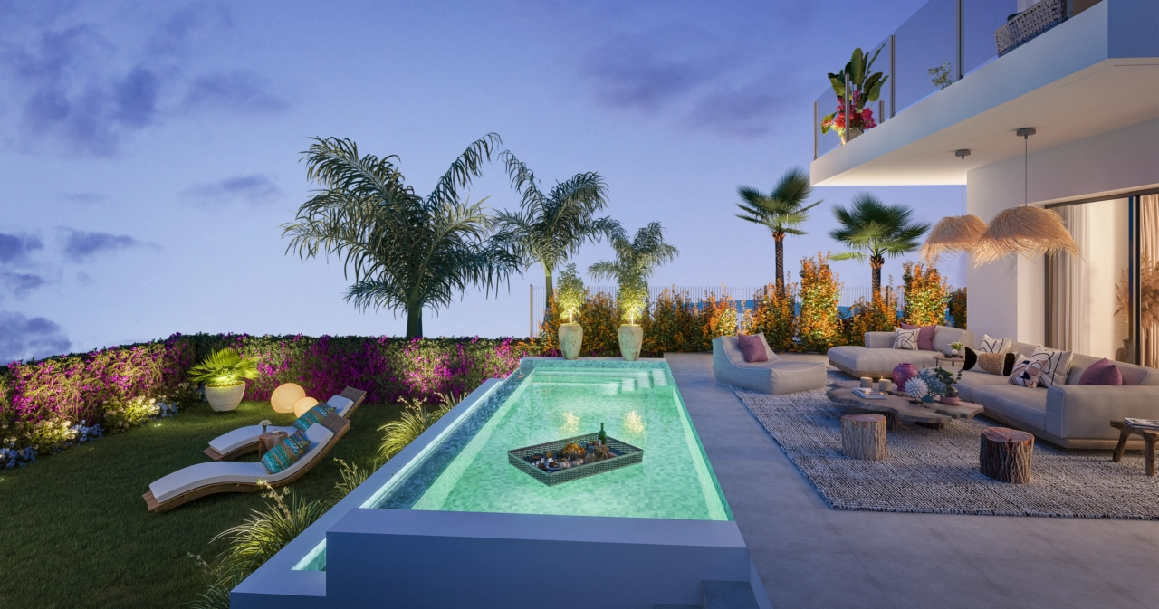 Enjoy warm evenings on your terrace, with a private pool perfect for relaxing.