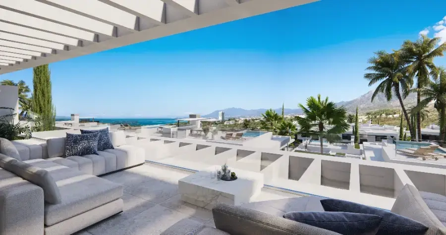 Spacious terraces designed to offer breathtaking views of the Mediterranean Sea.