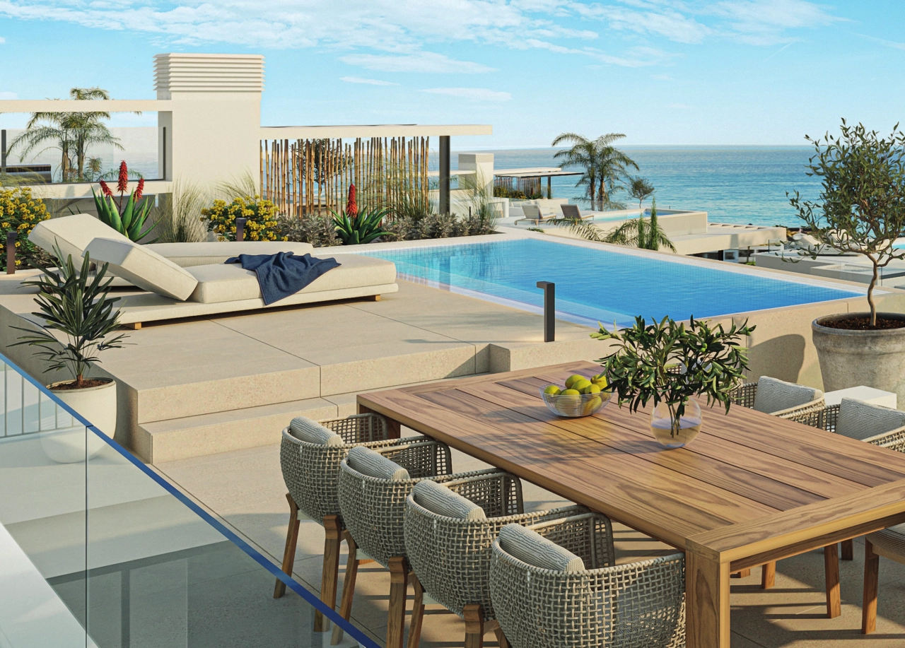 Select homes feature a rooftop solarium with a private pool, offering ultimate luxury.
