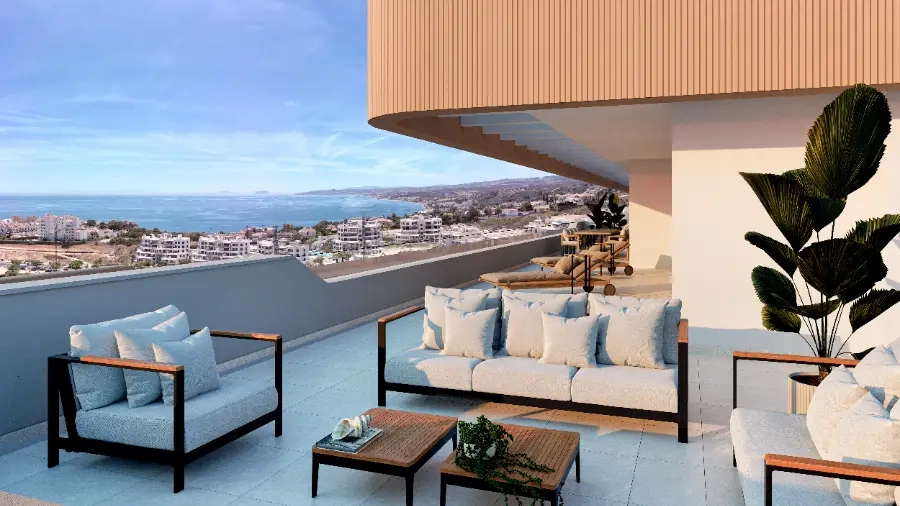 A spacious private terrace designed for enjoying the wonderful Costa del Sol climate and sea views.