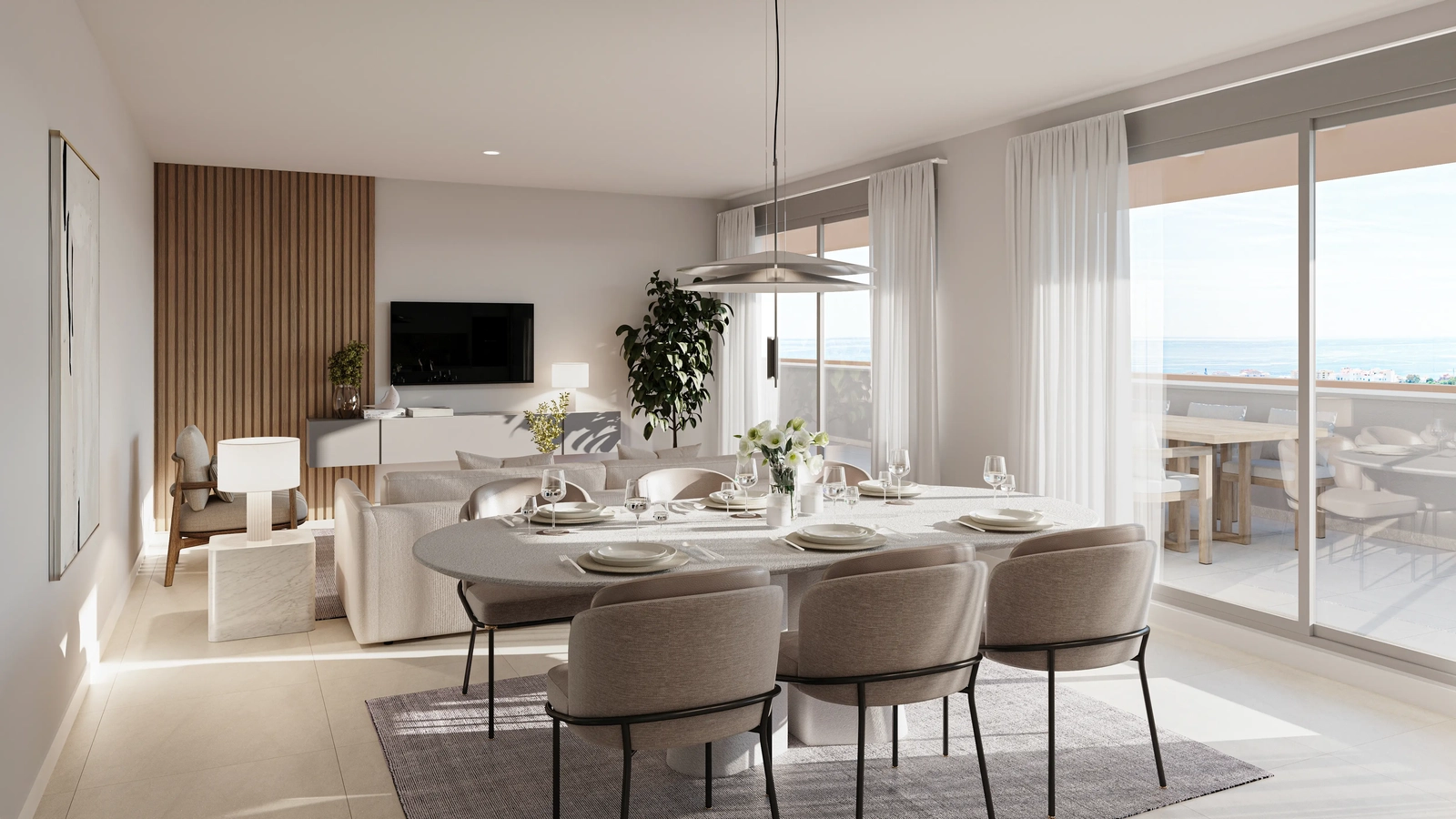 Elegant dining space that opens onto the terrace, perfect for entertaining guests.