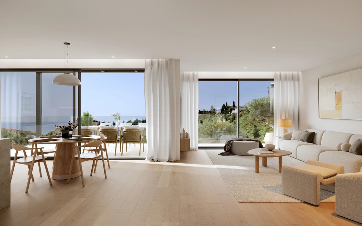 The bright and spacious living area seamlessly connects to the outdoors.