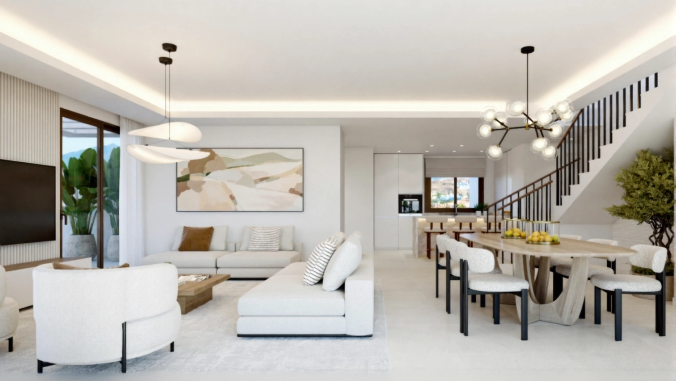 Elegant interiors combine modern design with a warm, inviting atmosphere for relaxing and entertaining.