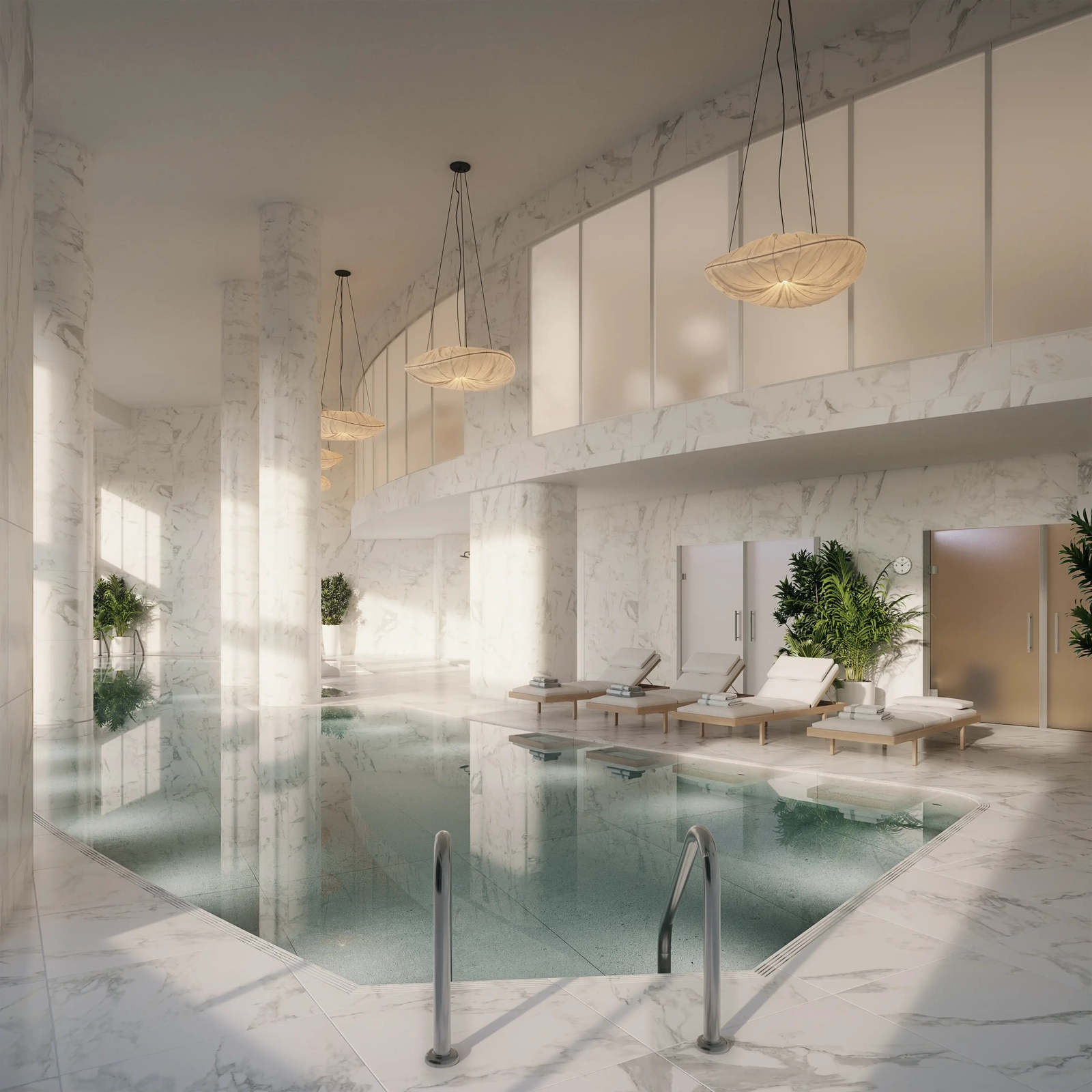Relax and recharge in the exclusive indoor spa, featuring a heated pool and wellness facilities.