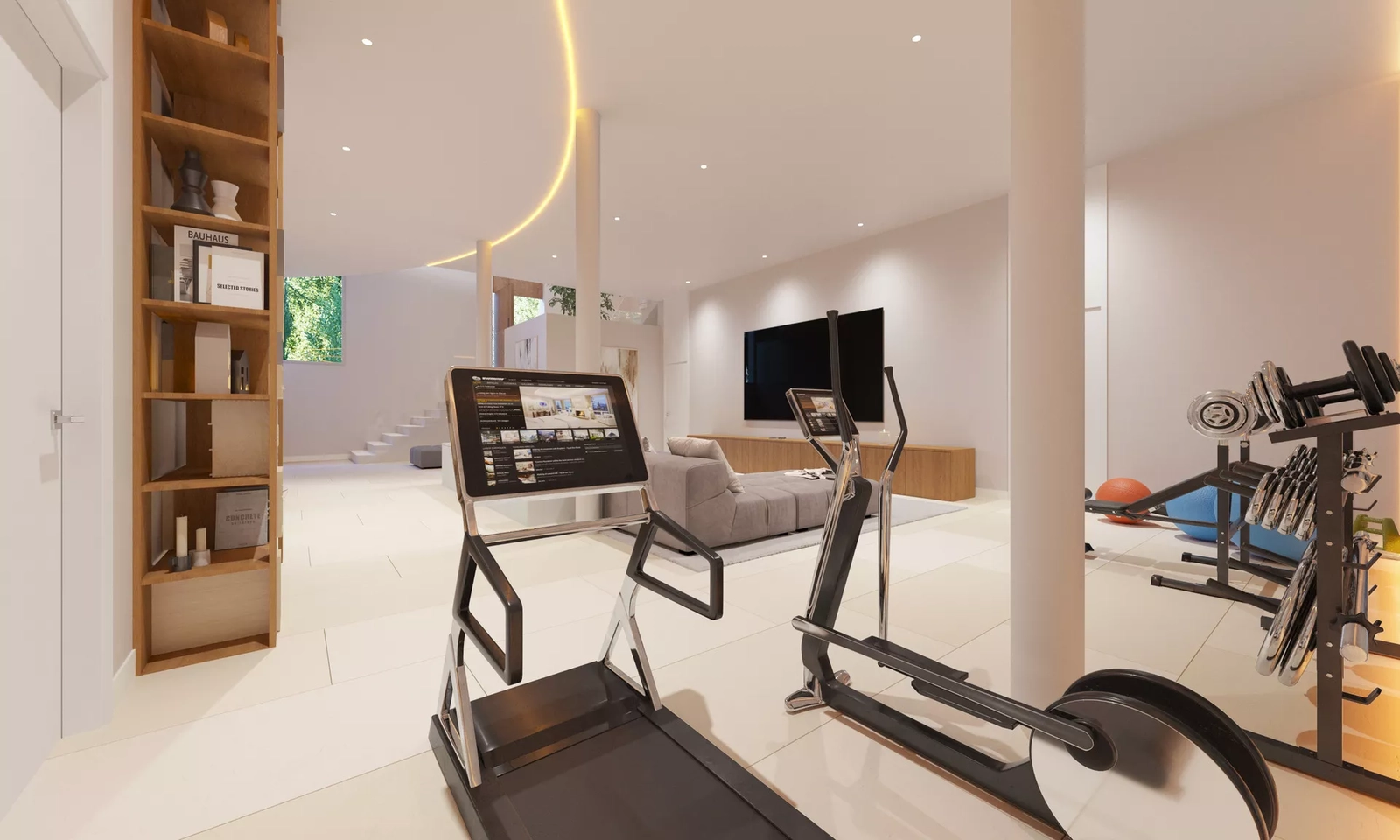 A dedicated area in the basement, ideal for creating a private gym to support a healthy lifestyle.