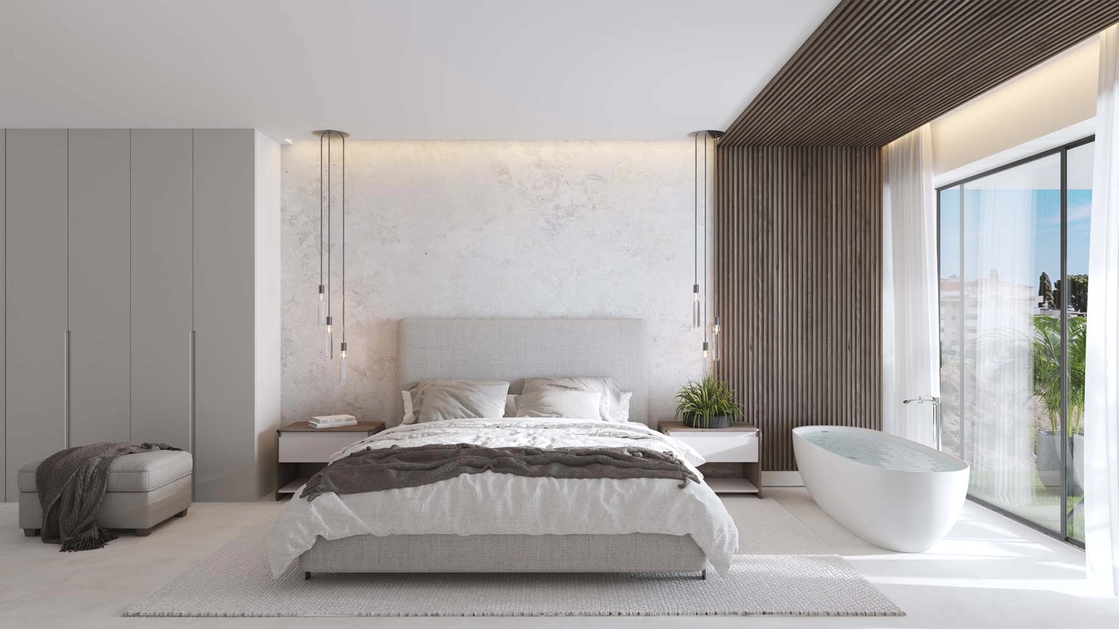 The master suite is a sanctuary of comfort and style, featuring an elegant integrated soaking tub.