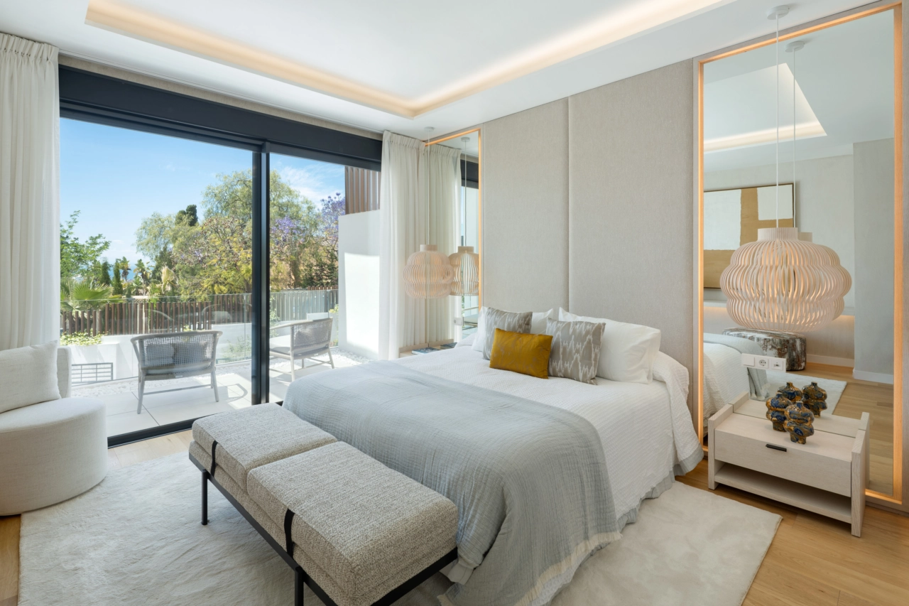 Another view of a beautifully appointed master suite with direct access to a private terrace.