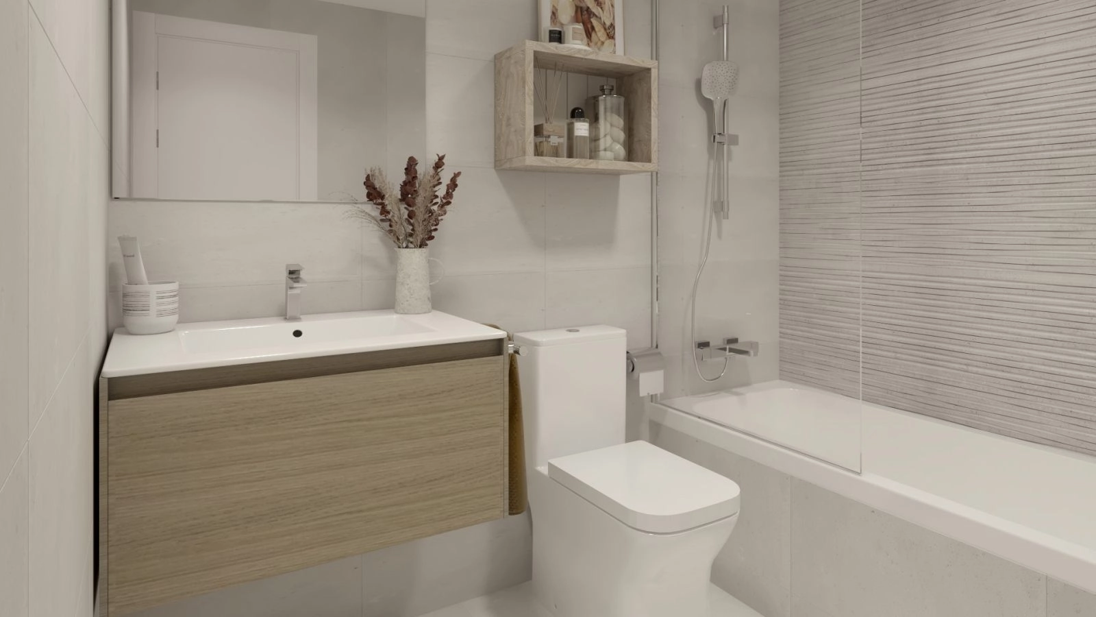 A second bathroom, elegantly appointed with modern fixtures and quality wooden details.