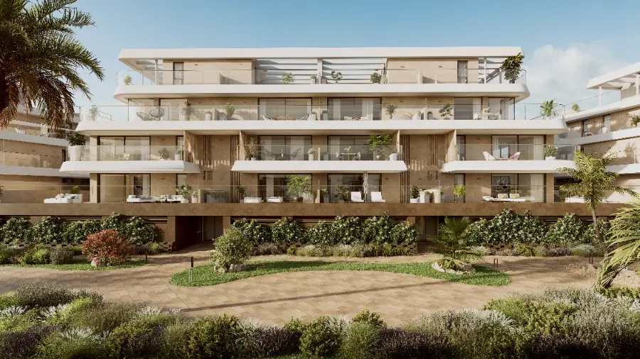 The development's contemporary architecture blends beautifully with the surrounding natural landscape.