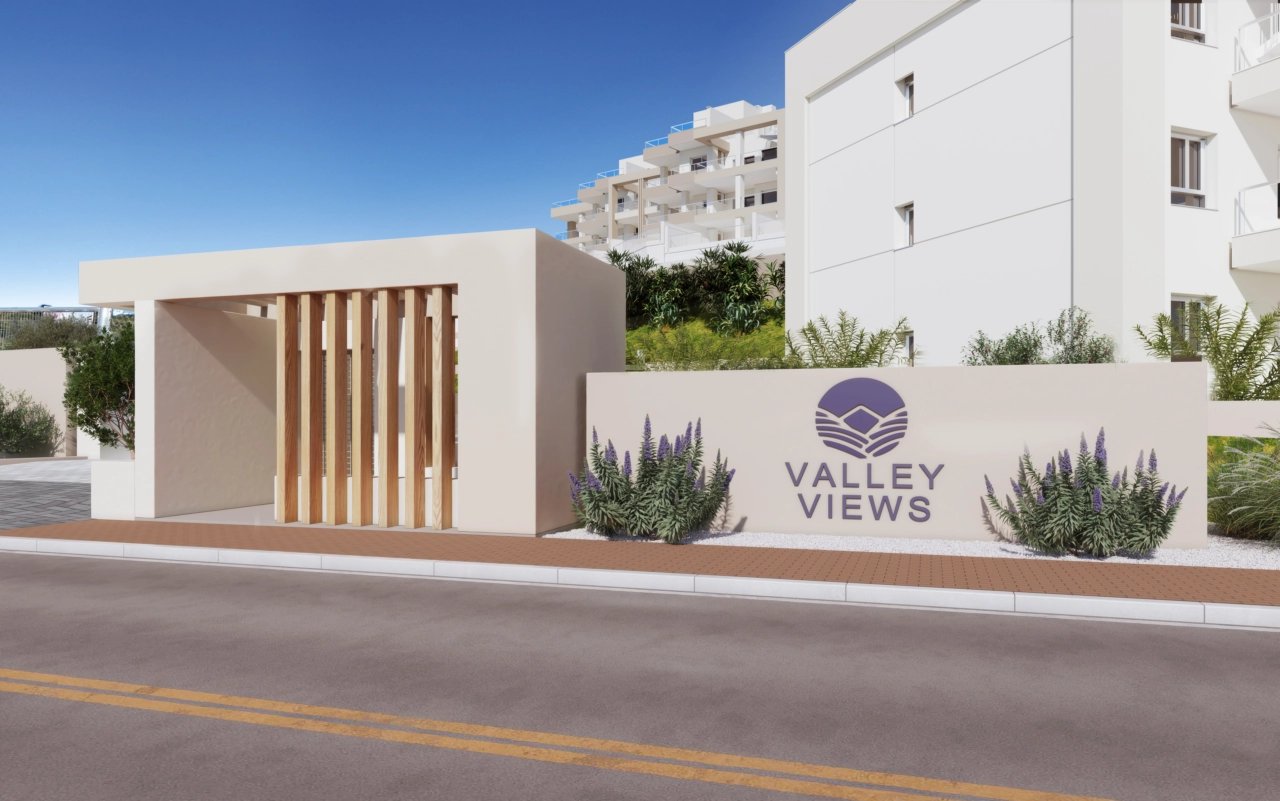 The modern and secure entrance to the Valley Views residential community, welcoming you home.