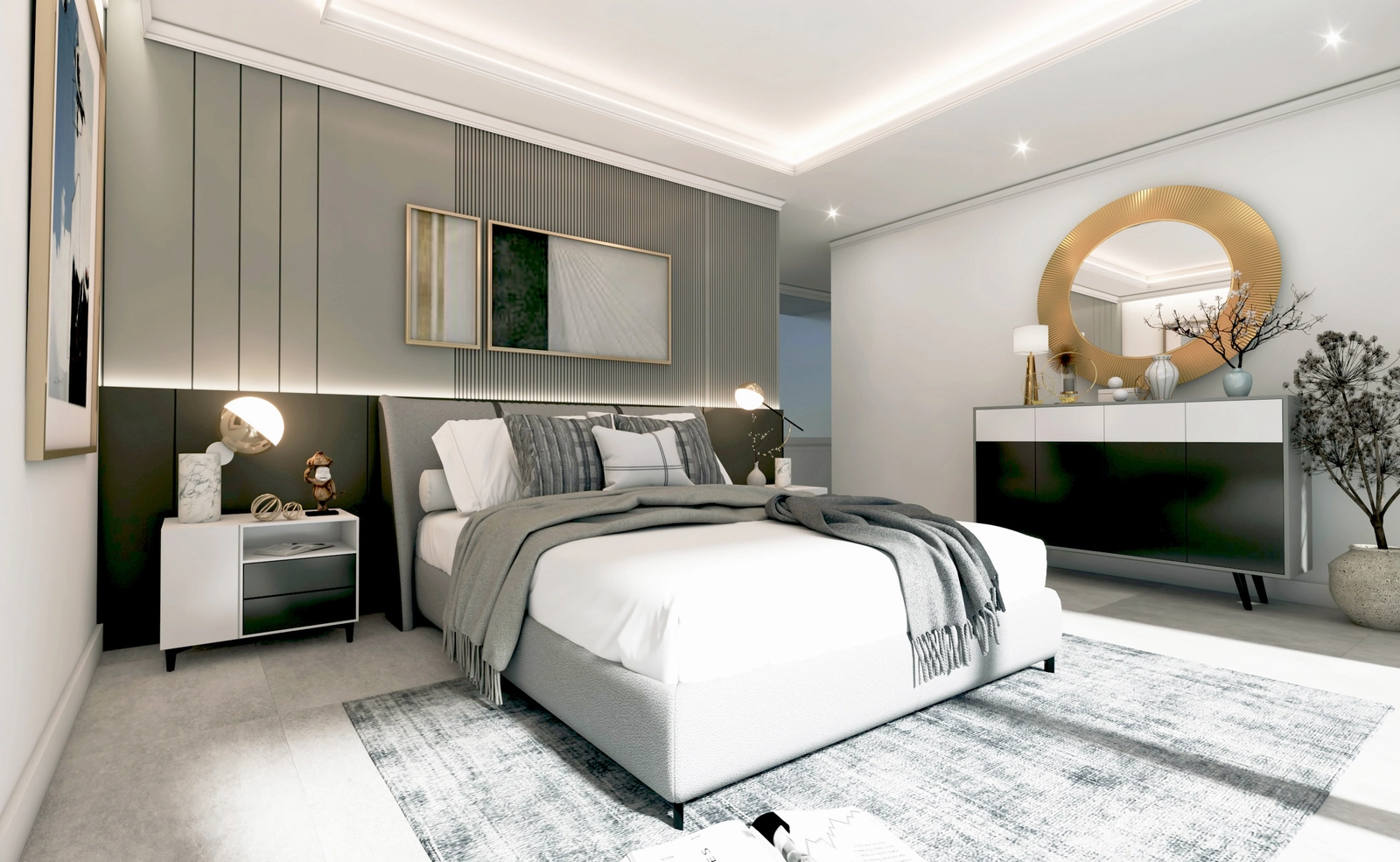 The master bedroom is a serene sanctuary of sophistication, with high-end finishes and ample space.