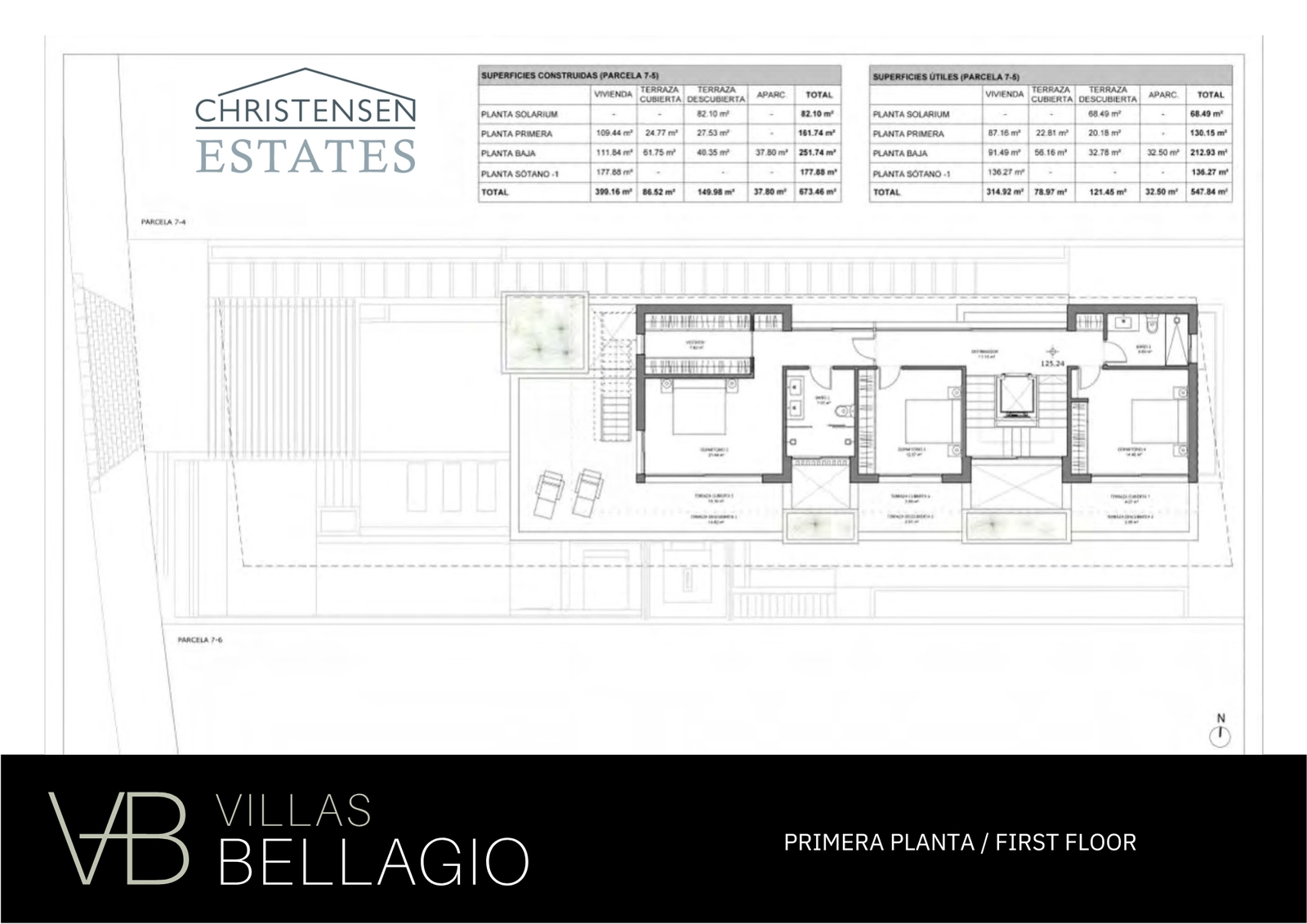 First Floor: This level houses serene bedroom suites, each designed as a private sanctuary with its own bathroom and access to terraces.