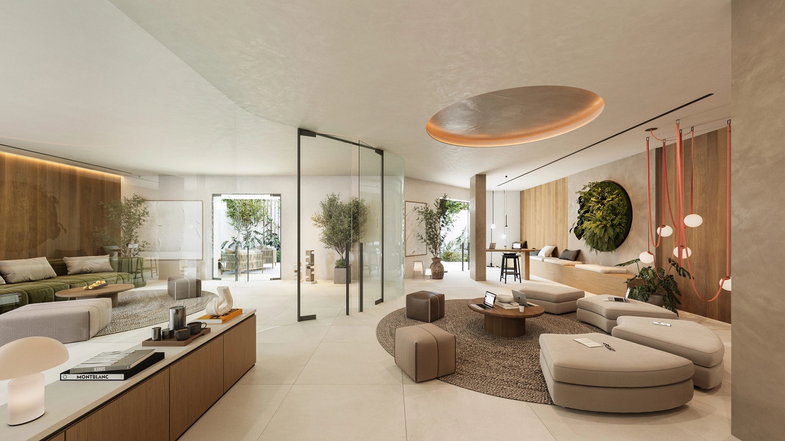 The modern co-working space offers a comfortable and inspiring environment for work and meetings.