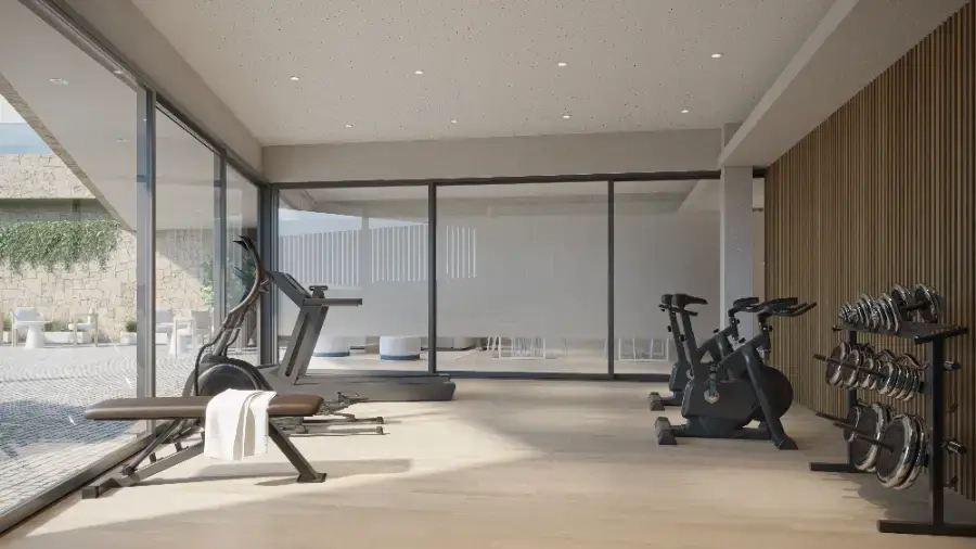 Stay active and healthy in the fully equipped private gymnasium for residents.