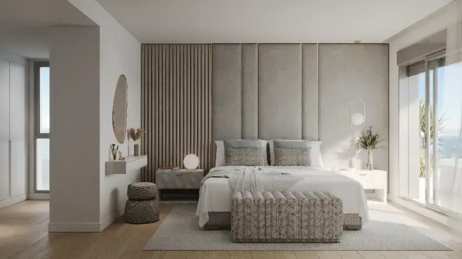 The master bedroom is a peaceful retreat, designed with elegance and comfort in mind.