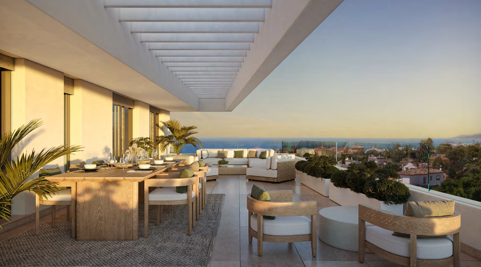 Enjoy unforgettable sunsets and outdoor dining on your generous private terrace with beautiful sea views.