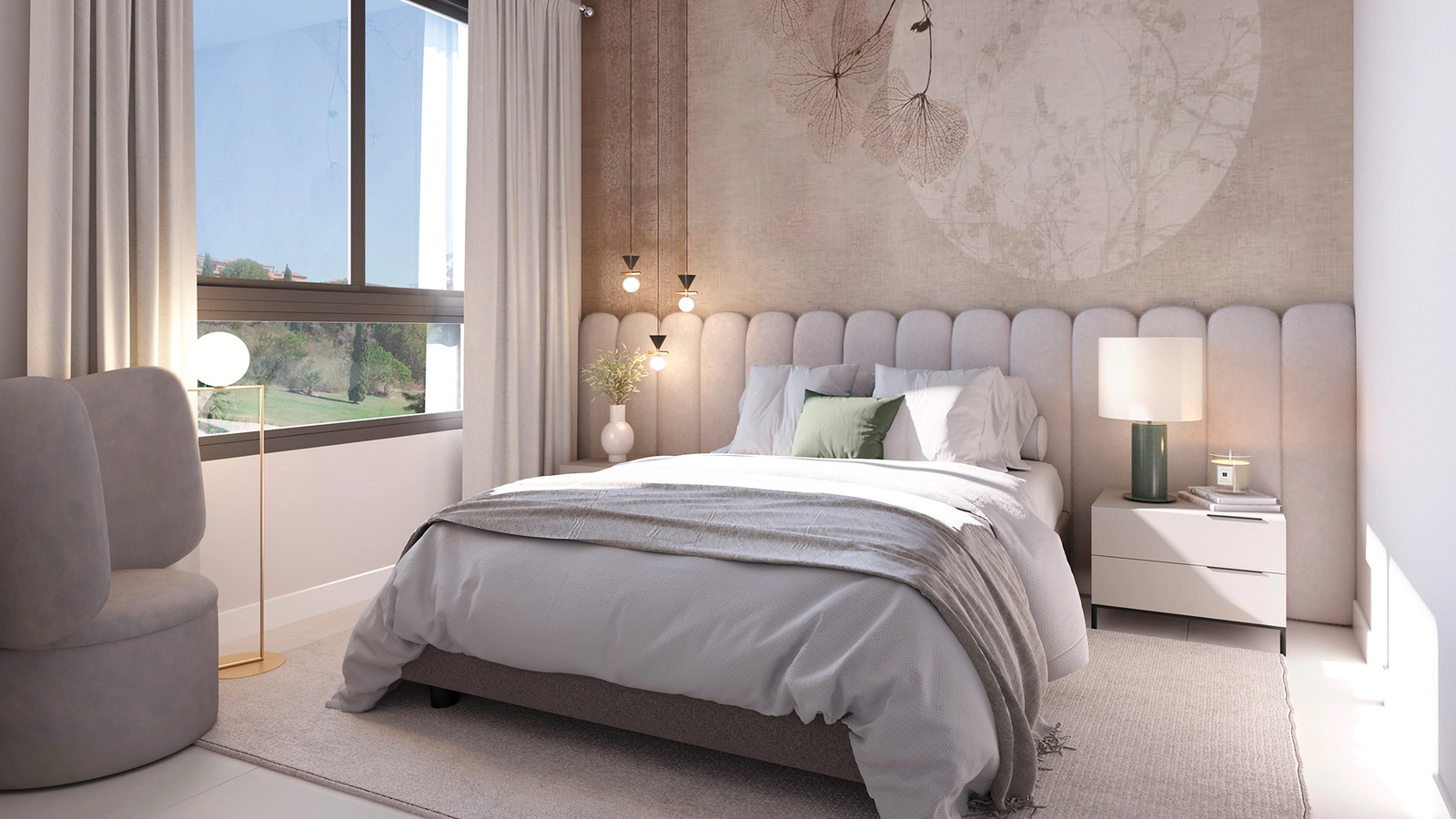 Los elegantes dormitorios están diseñados como santuarios de paz, con abundante luz natural y acabados de calidad.