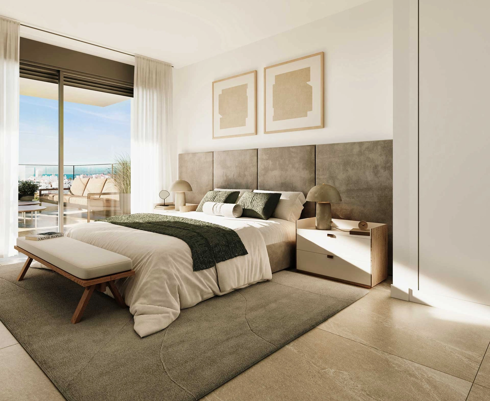 Despierte con unas vistas increíbles desde el dormitorio principal, que ofrece acceso directo a la terraza.