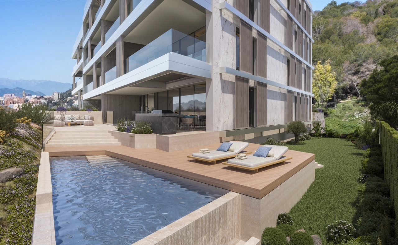 Cada residencia cuenta con un jardín privado y zona de piscina, creando un oasis personal de tranquilidad.