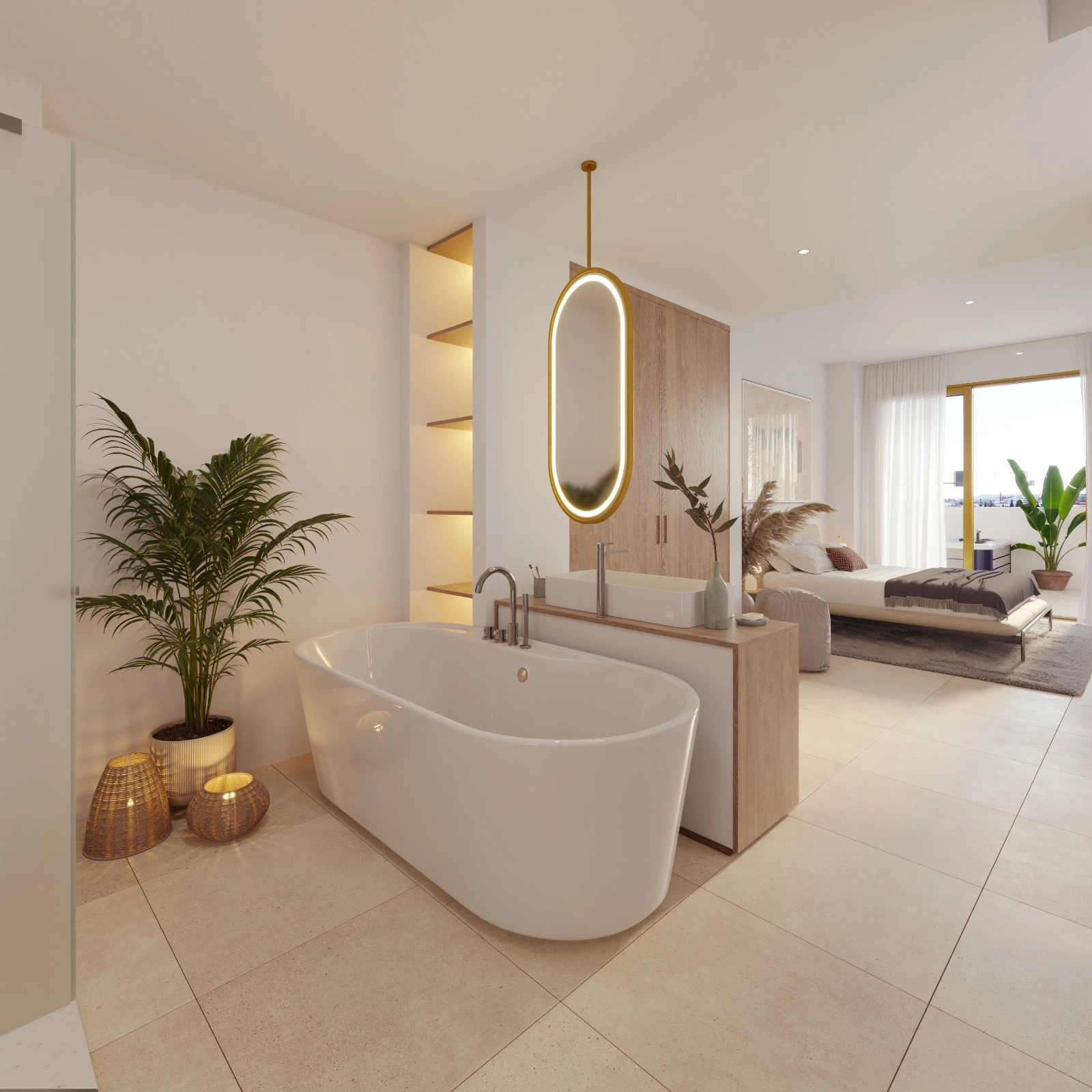 Un baño bellamente equipado con una bañera exenta, creando una experiencia tipo spa en casa.